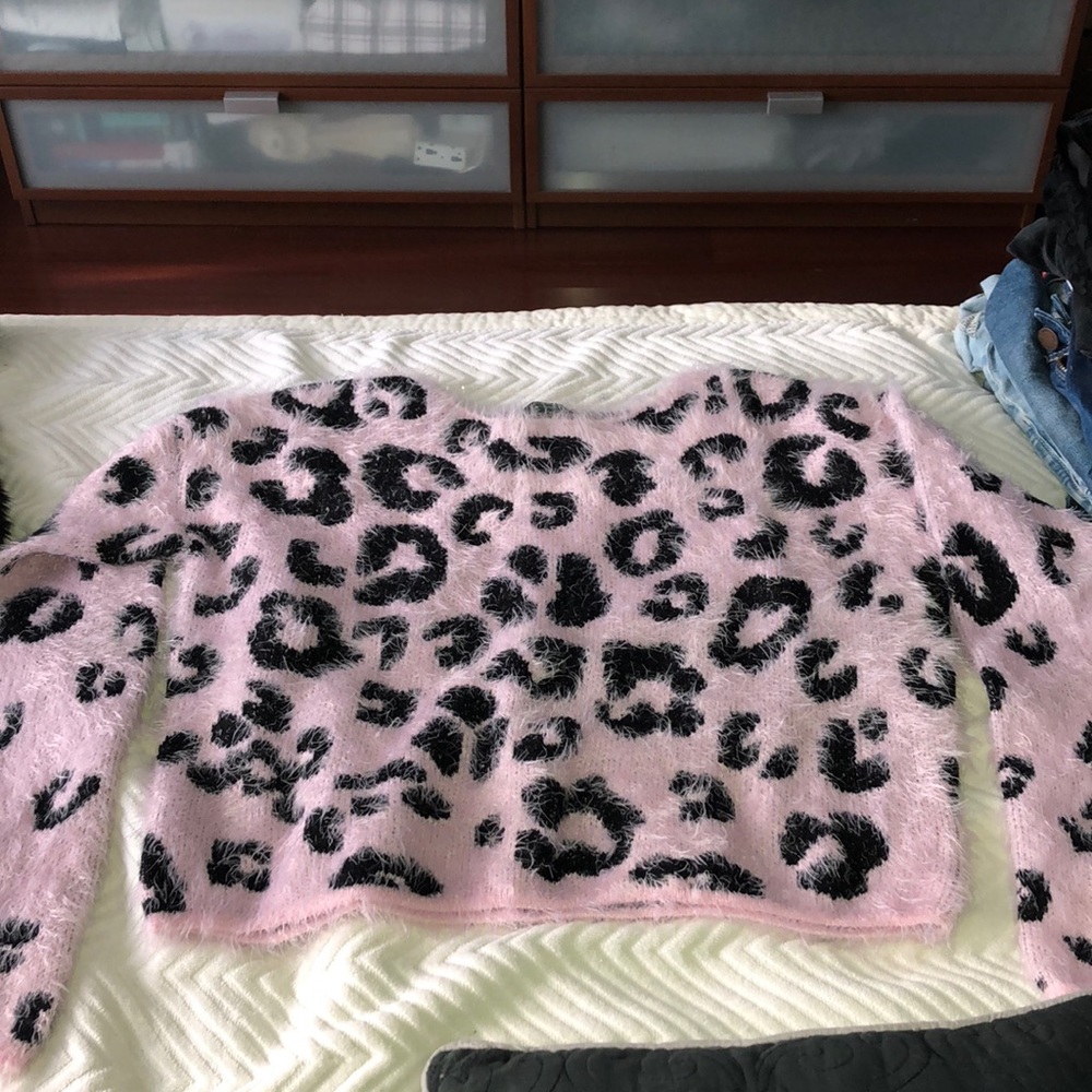 Fluffy Pink Cheetah Sweater
